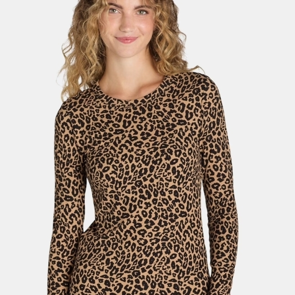 GAP Animal Print Long Sleeve Top - Black and Brown Size M